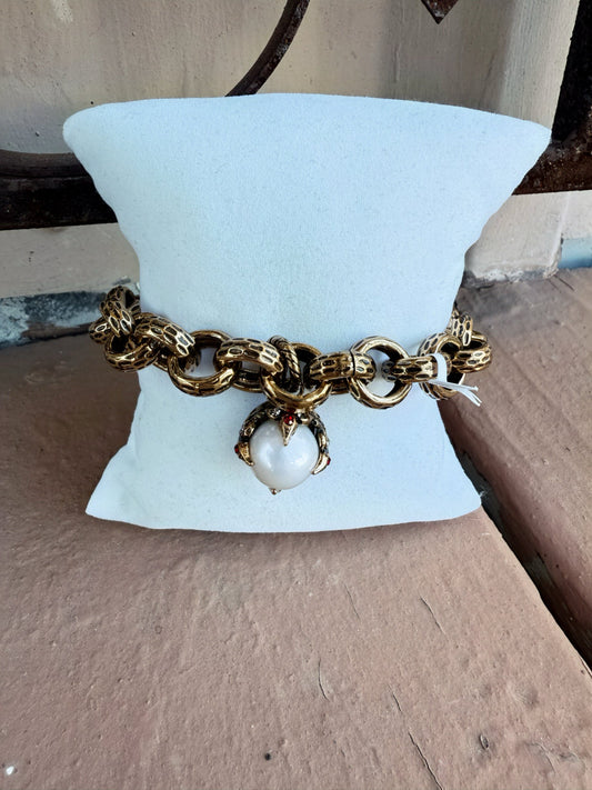 Pearl Dangle Charm Bracelet