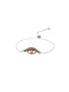 Sorrelli Wild Watermelon Mini Evil Eye Slider Bracelet