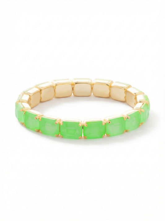Sorrelli Electric Green 7 Inch Easton Emerald Cut Stretch Bracelet