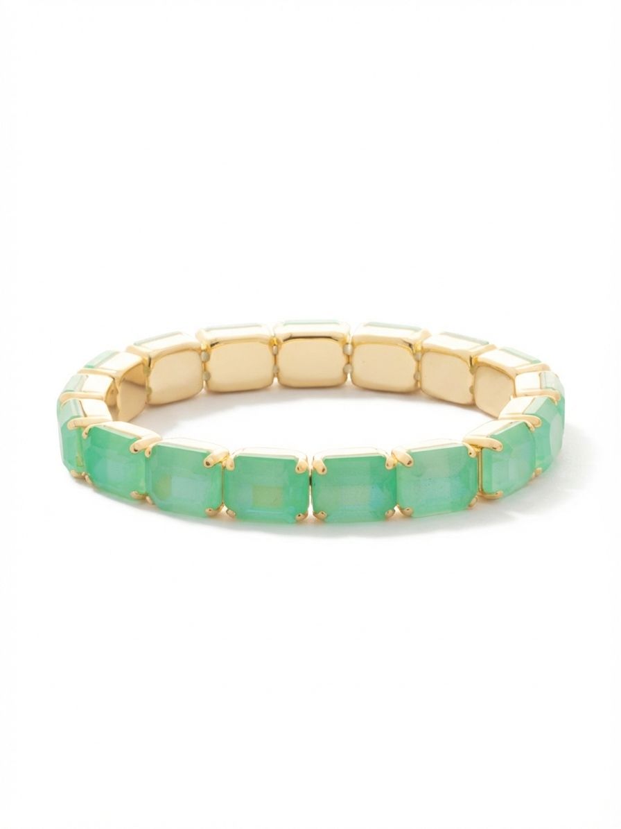 Sorrelli Mint Delite 7 Inch Easton Emerald Cut Stretch Bracelet
