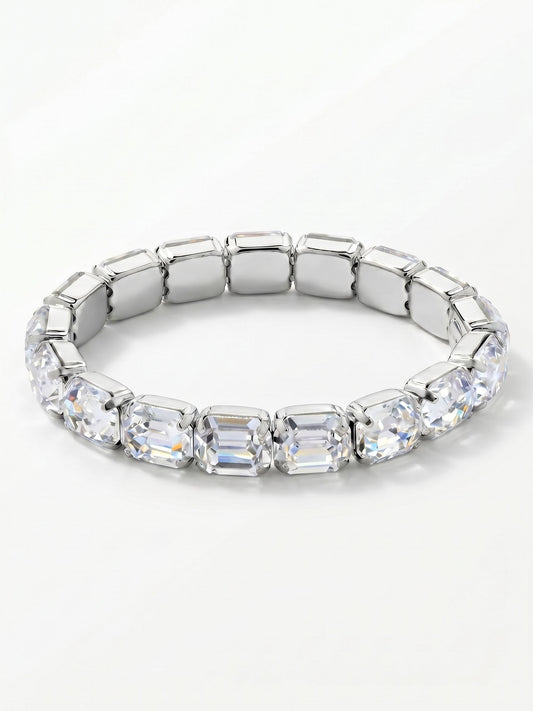 Sorrelli Crystal 7 Inch Easton Emerald Cut Stretch Bracelet