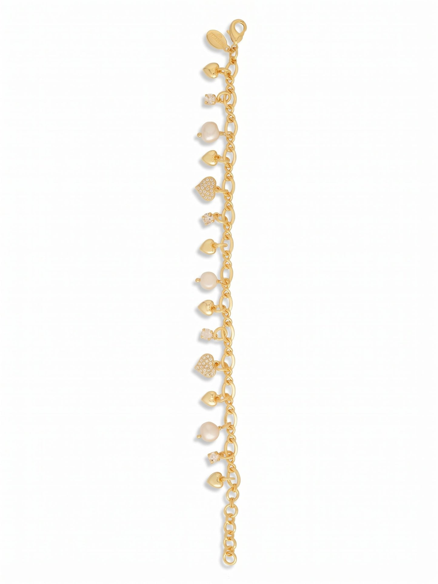 Sorrelli Crystal Heart & Pearl Charm Tennis Bracelet