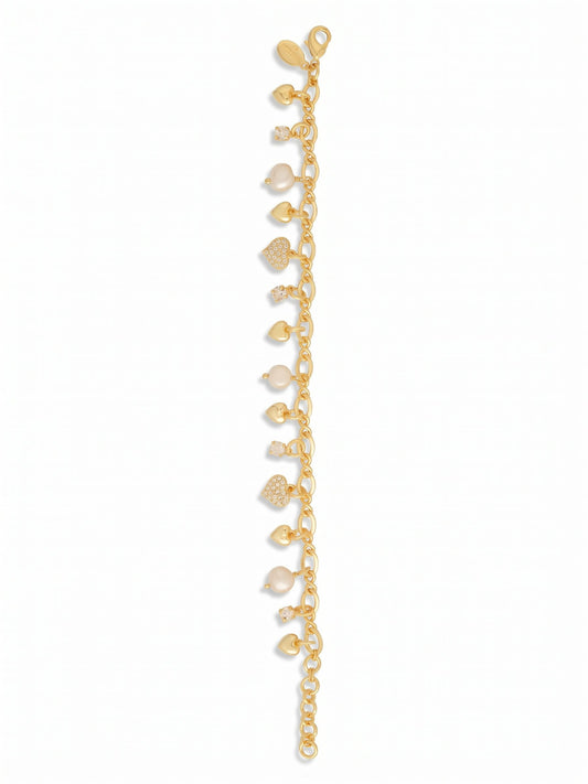 Sorrelli Crystal Heart & Pearl Charm Tennis Bracelet