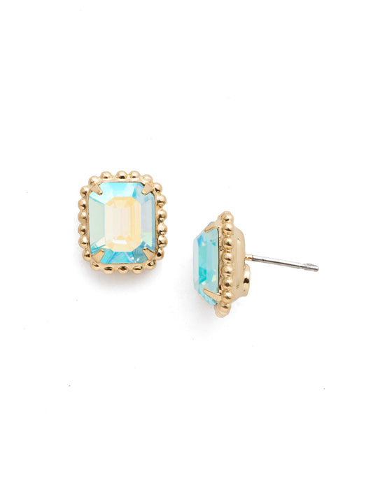 Sorrelli Aqua Aurora Borealis Octavia Scalloped Stud Earrings