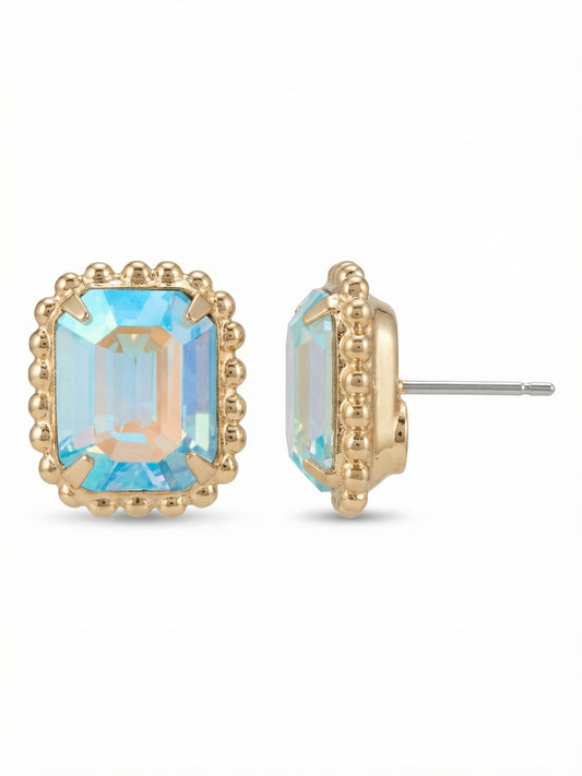Sorrelli Aqua Aurora Borealis Octavia Scalloped Stud Earrings