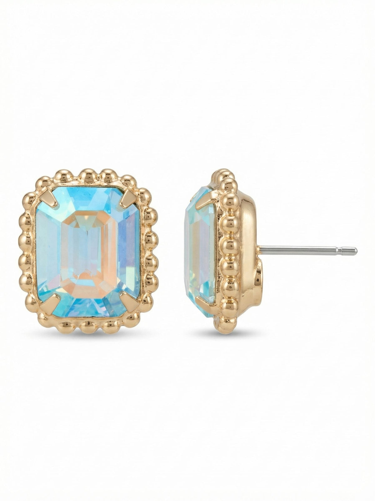 Sorrelli Aqua Aurora Borealis Octavia Scalloped Stud Earrings