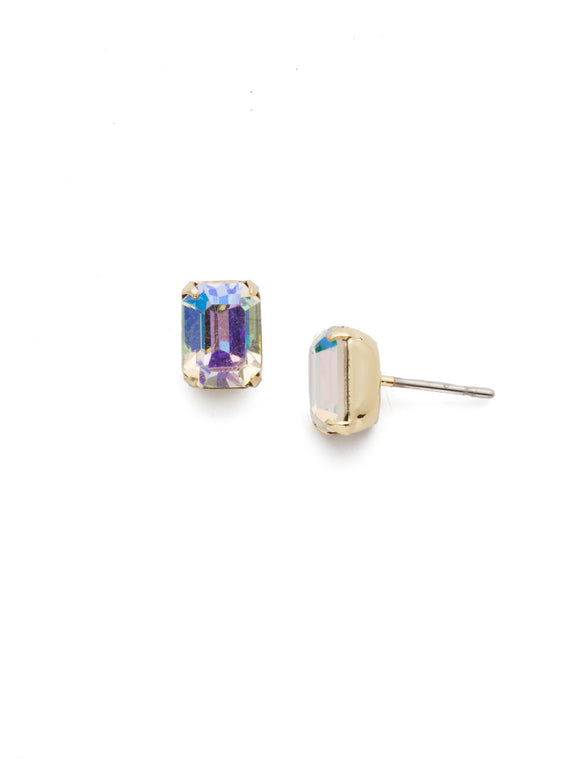 Sorrelli Crystal Aurora Borealis Mini Emerald Cut Stud Earrings