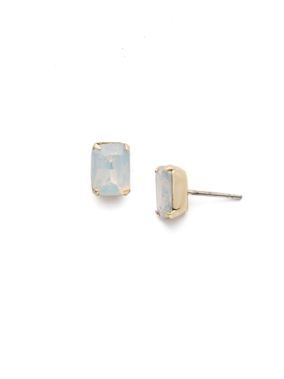 Sorrelli White Opal Mini Emerald Cut Stud Earrings