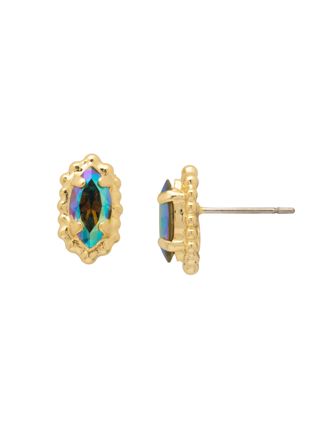 Sorrelli Olive Aurora Borealis Navette Cut Solitaire Post Earrings