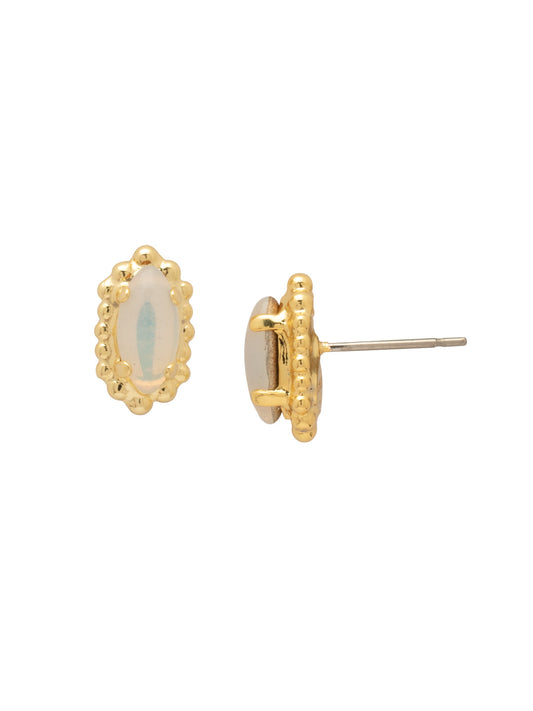 Sorrelli White Opal Navette Cut Solitaire Post Earrings