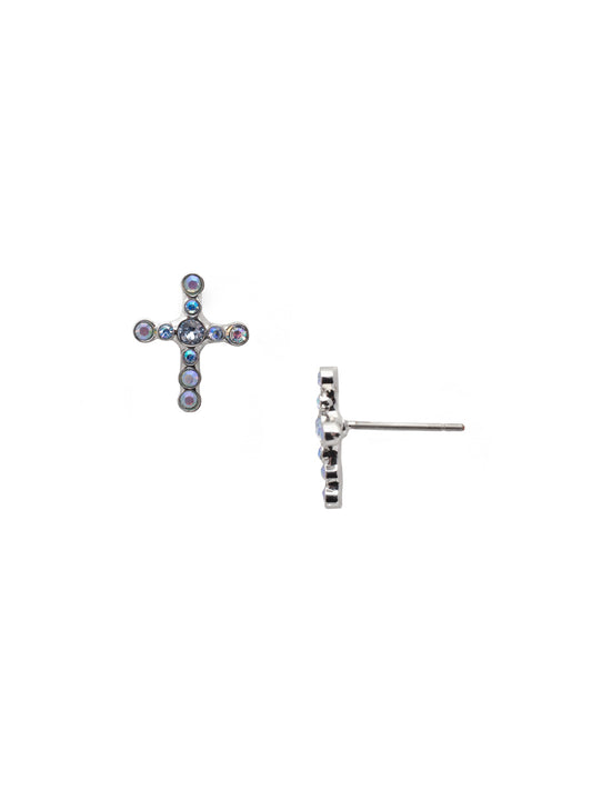 Sorrelli Windsor Blue Miley Cross Stud Earring