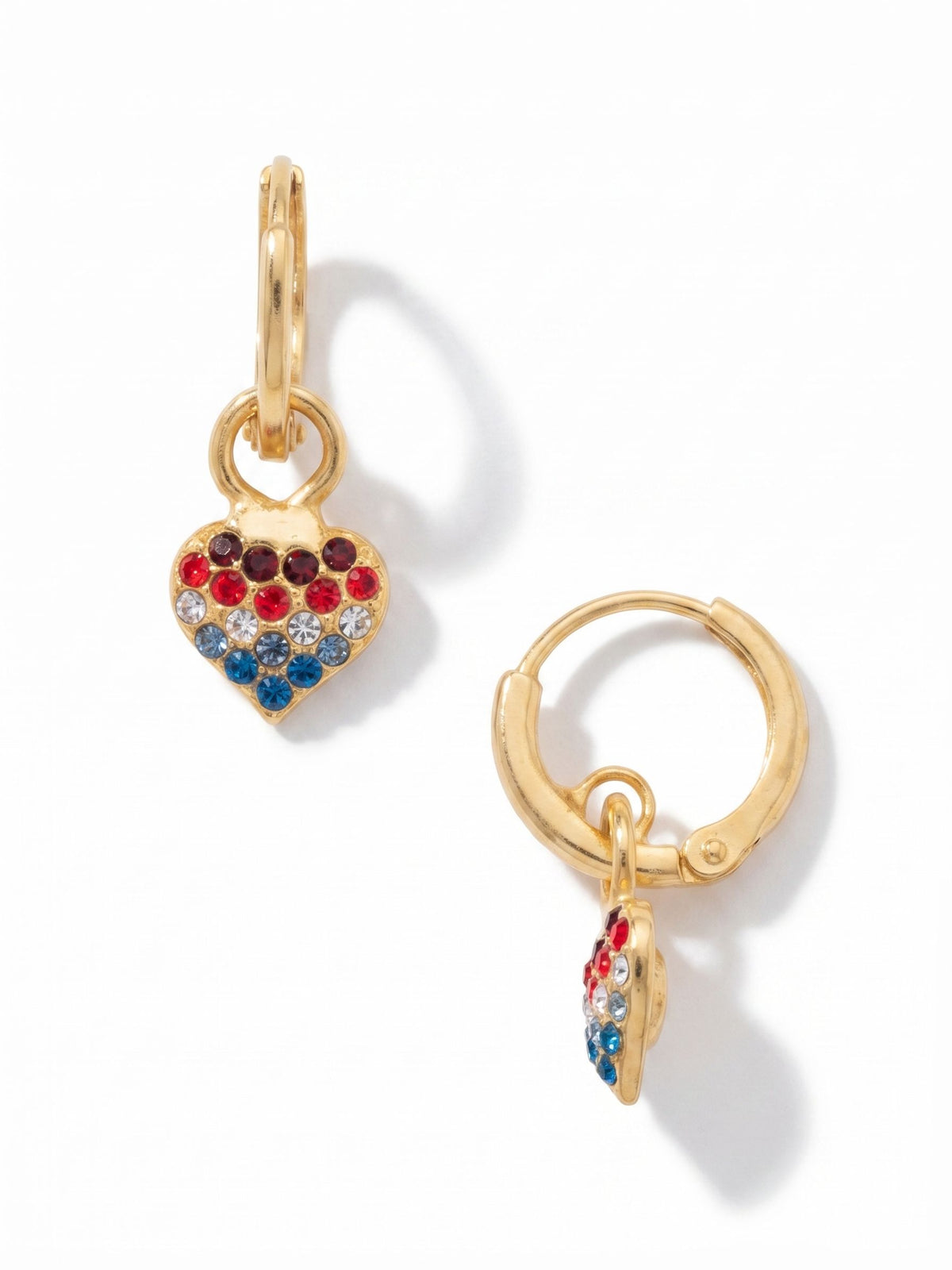 Sorrelli Stars and Stripes Mini Pave Heart Huggie Hoop Earrings