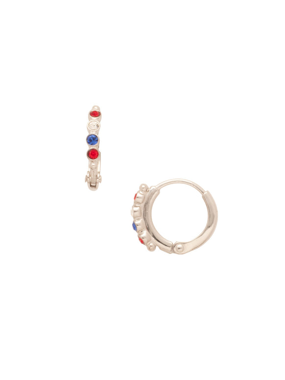 Sorrelli Stars and Stripes Mini Embellished Huggie Hoop Earrings