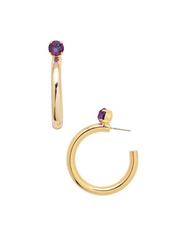 Sorrelli Burgundy Delight Keeley Studded Hoop Earrings