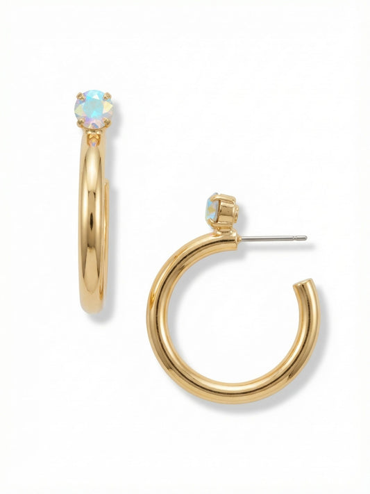 Sorrelli Crystal Aurora Borealis Keeley Studded Hoop Earrings