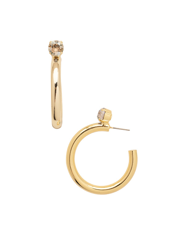 Sorrelli Dark Champagne Keeley Studded Hoop Earrings