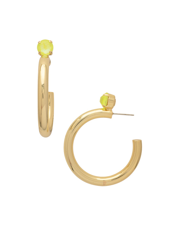 Sorrelli Electric Yellow Keeley Studded Hoop Earrings