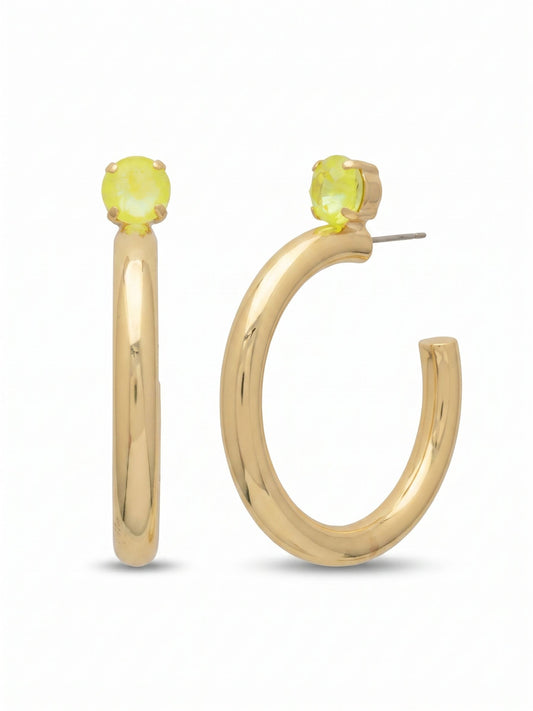 Sorrelli Electric Yellow Keeley Studded Hoop Earrings