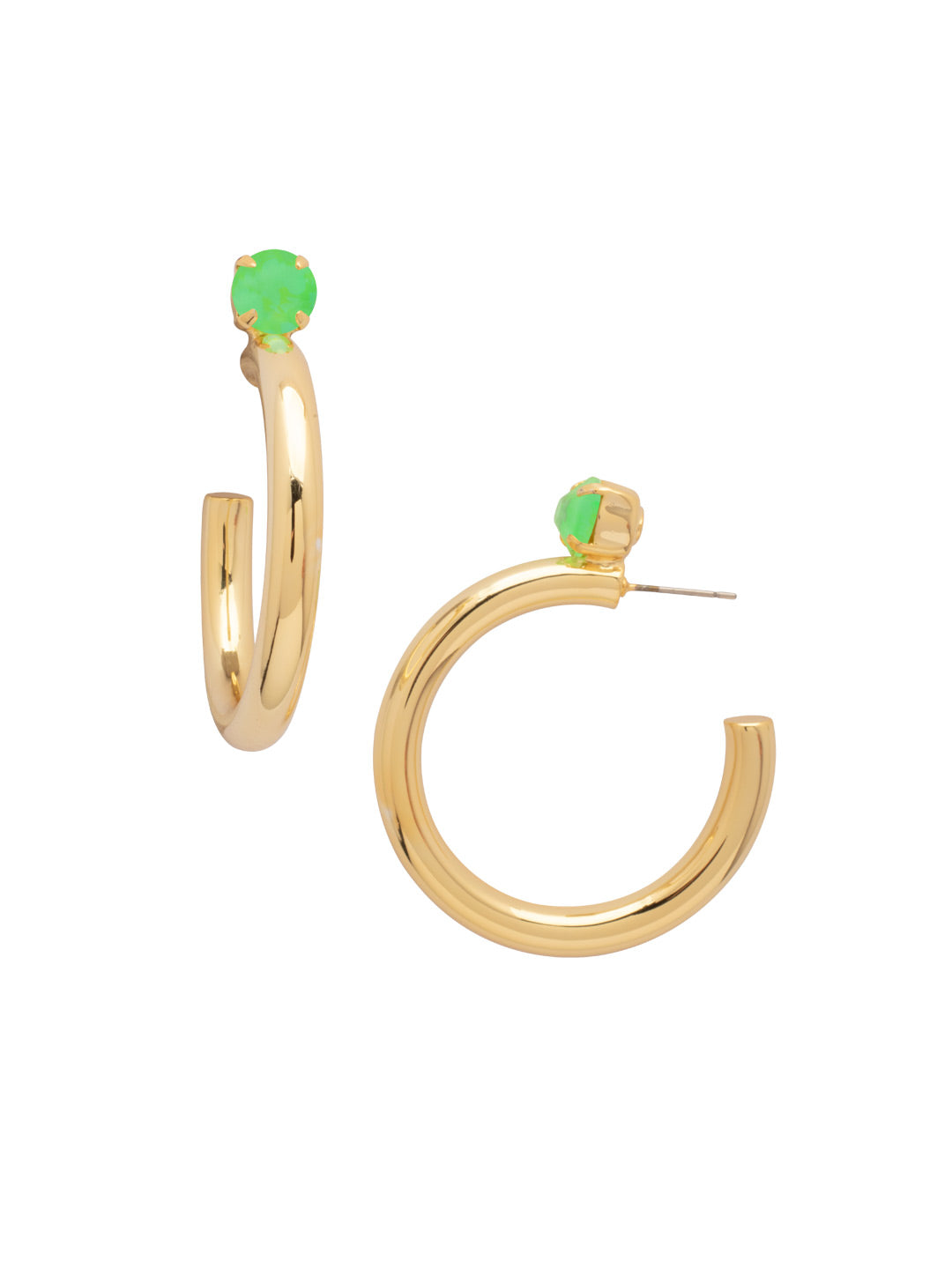 Sorrelli Electric Green Keeley Studded Hoop Earrings