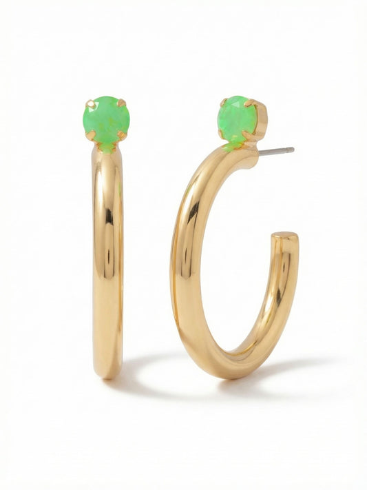 Sorrelli Electric Green Keeley Studded Hoop Earrings