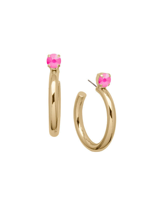 Sorrelli Electric Pink Keeley Studded Hoop Earrings