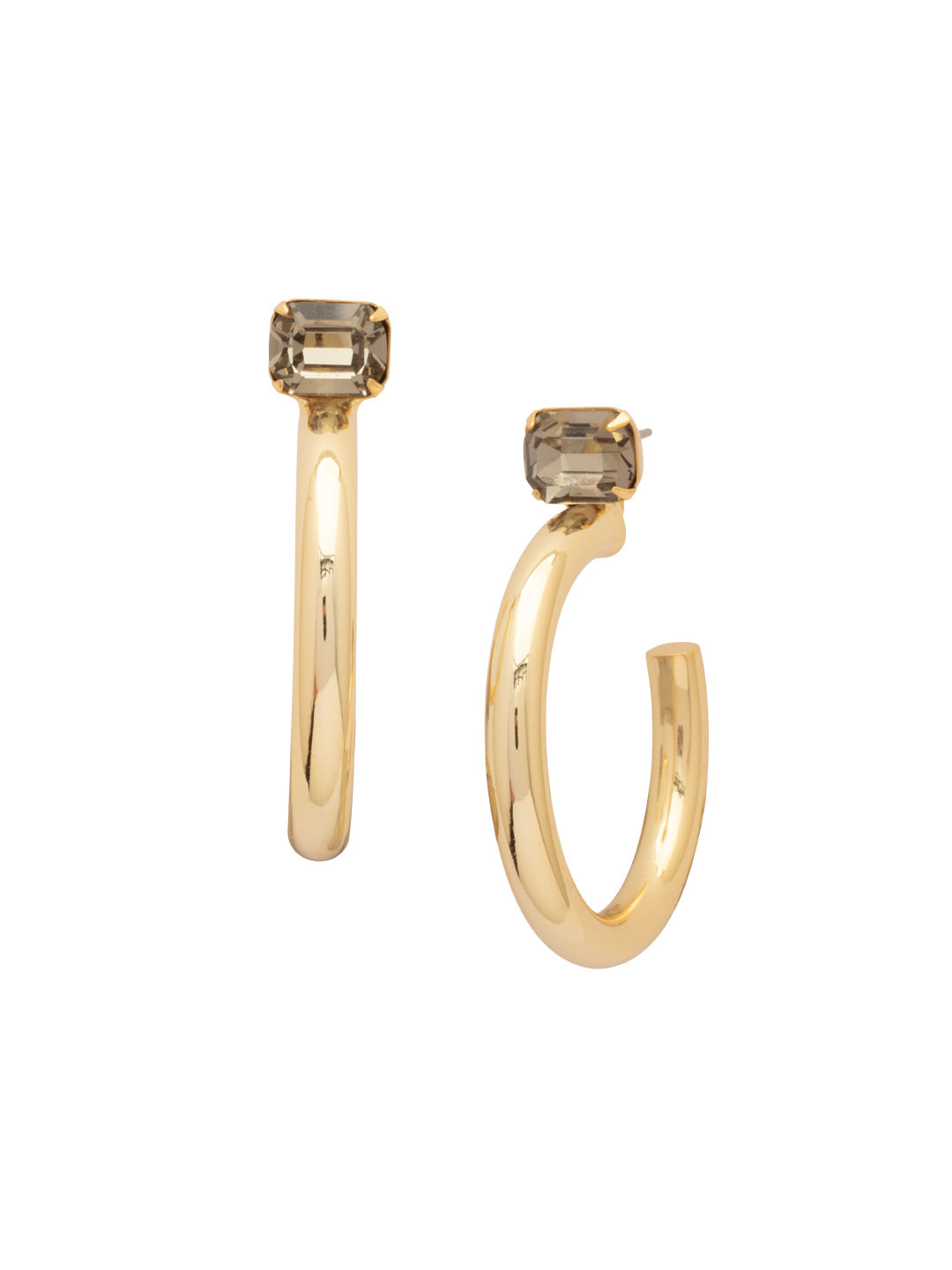 Sorrelli Black Diamond Keeley Emerald Cut Hoop Earrings