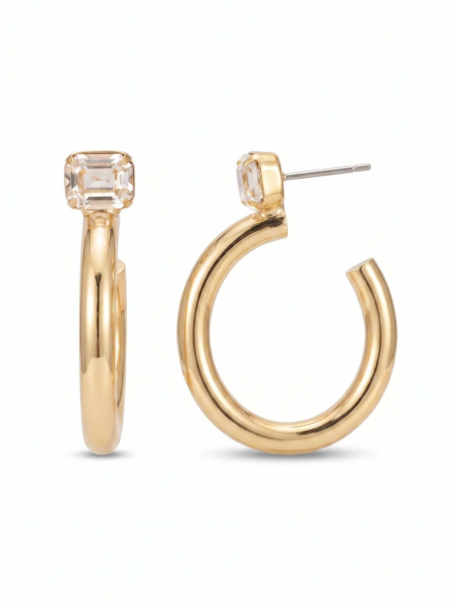 Sorrelli Crystal Keeley Emerald Cut Hoop Earrings