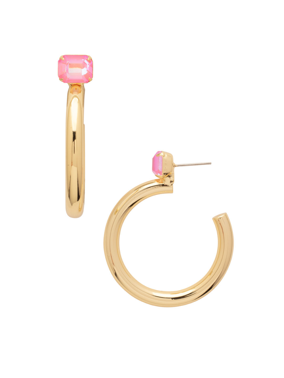 Sorrelli Light Rose Delite Keeley Emerald Cut Hoop Earrings