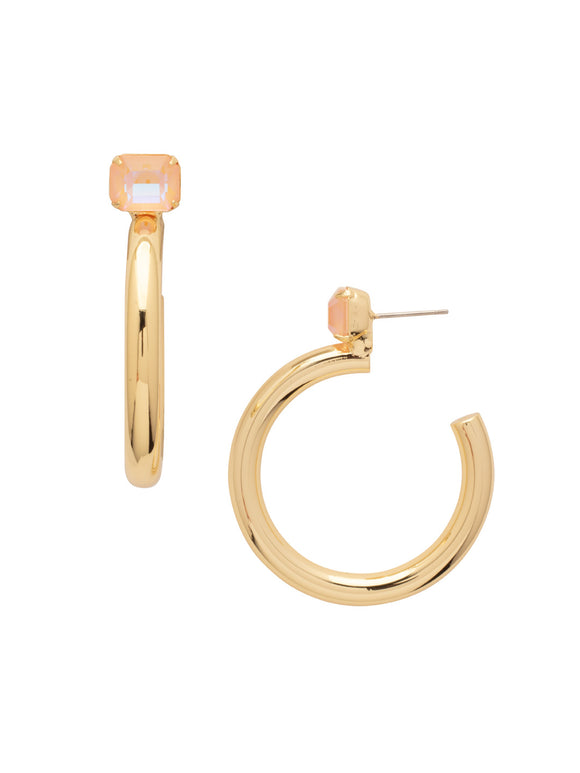 Sorrelli Peach Delite Keeley Emerald Cut Hoop Earrings