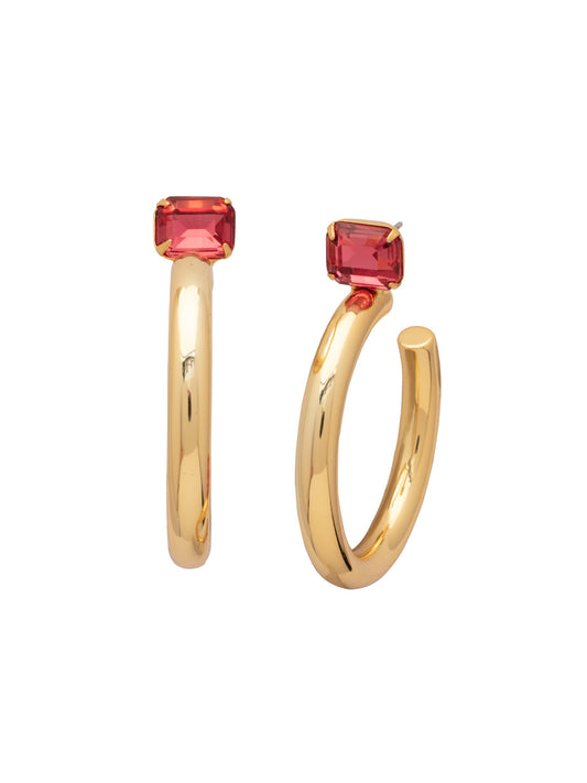 Sorrelli Rose Keeley Emerald Cut Hoop Earrings