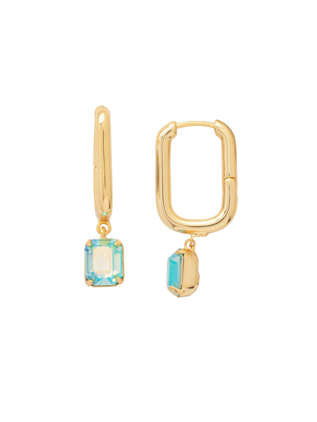 Sorrelli Aqua Aurora Borealis Octavia Rectangle Hoop Earrings