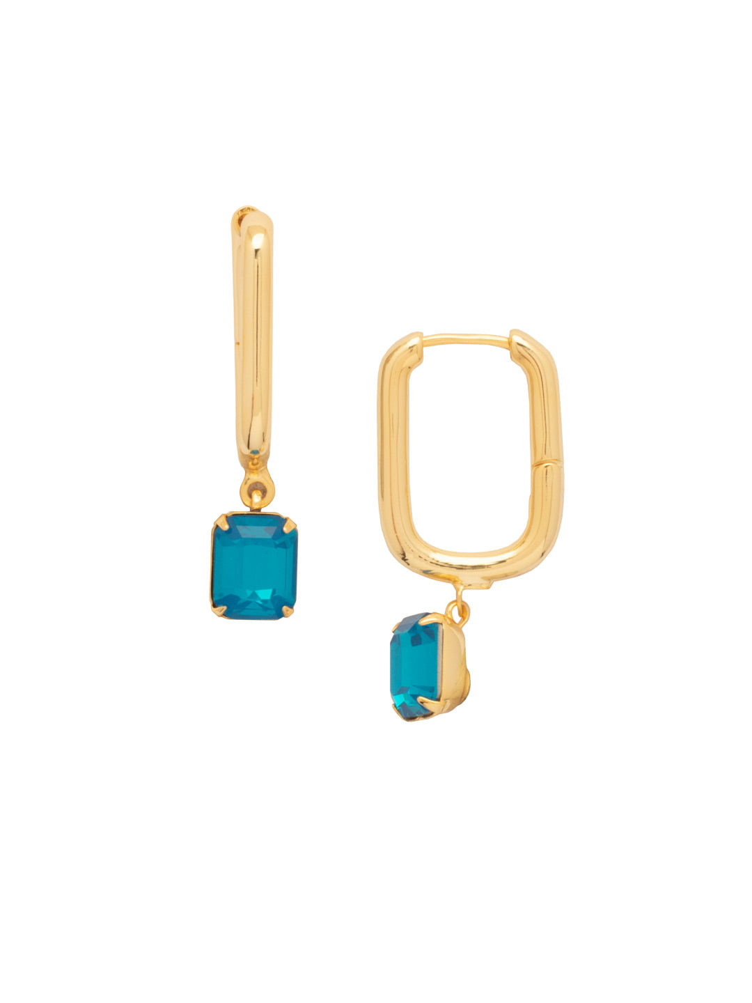Sorrelli Caribbean Blue Opal Octavia Rectangle Hoop Earrings