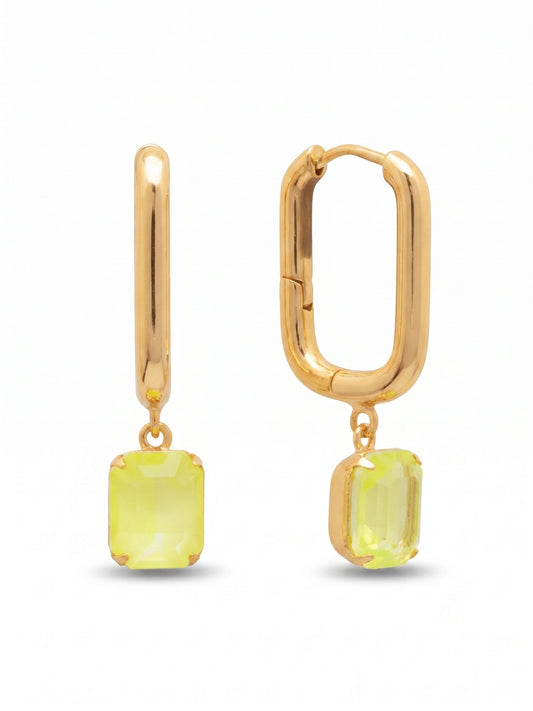 Sorrelli Electric Yellow Octavia Rectangle Hoop Earrings