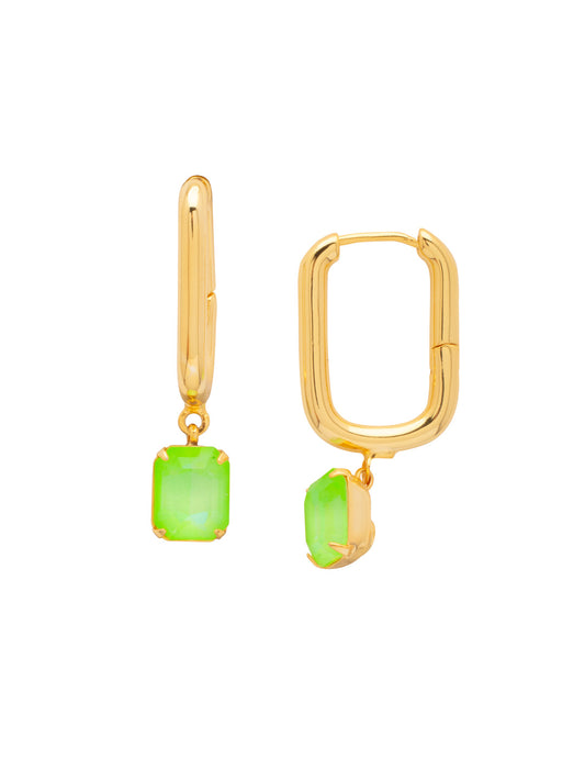 Sorrelli Electric Green Octavia Rectangle Hoop Earrings