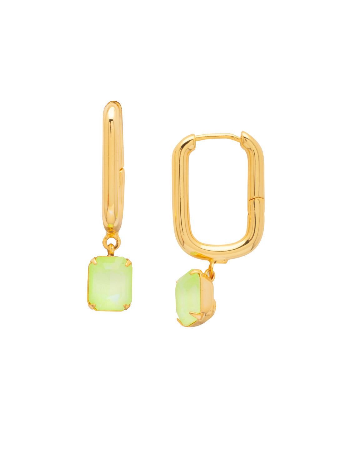 Sorrelli Lime Green Delite Octavia Rectangle Hoop Earrings