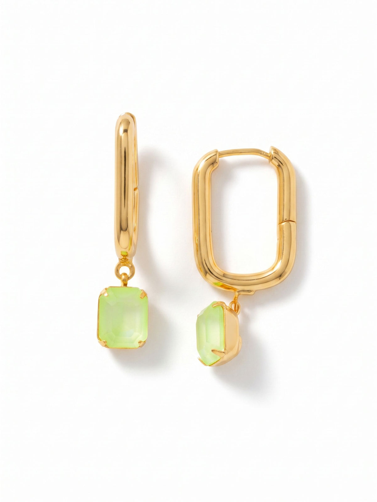 Sorrelli Lime Green Delite Octavia Rectangle Hoop Earrings