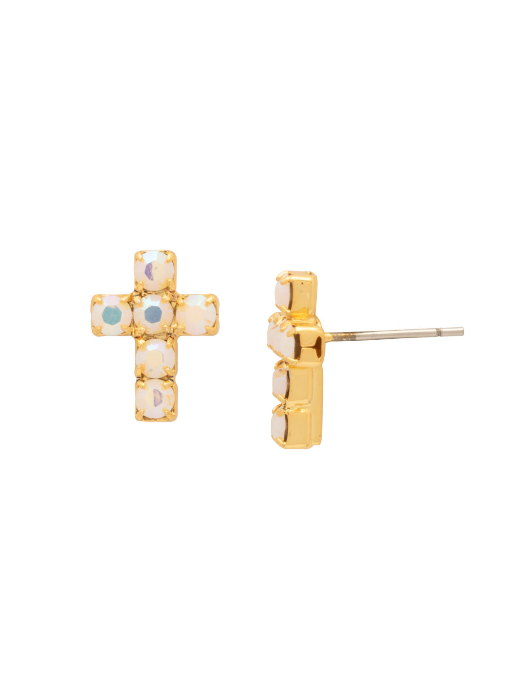 Sorrelli White and AB Carly Cross Stud Earrings