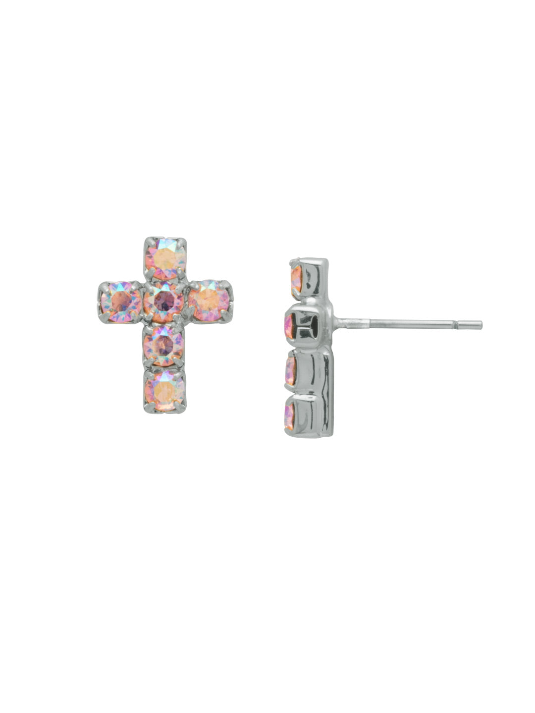 Sorrelli Light Rose AB Carly Cross Stud Earrings