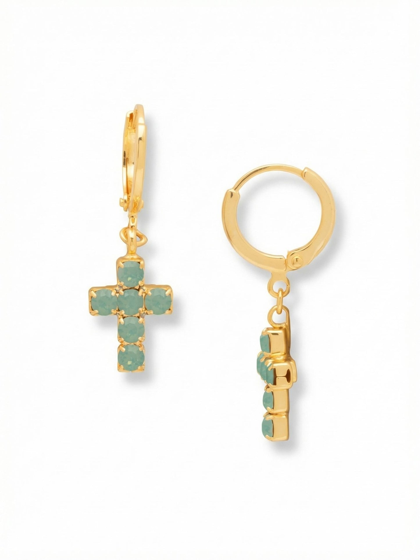 Sorrelli Pacific Opal Carly Cross Huggie Hoop Earrings
