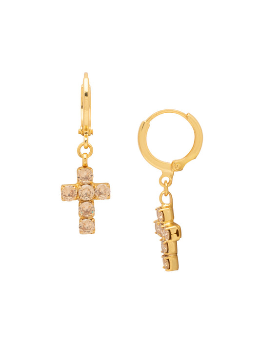 Sorrelli Silk Carly Cross Huggie Hoop Earrings