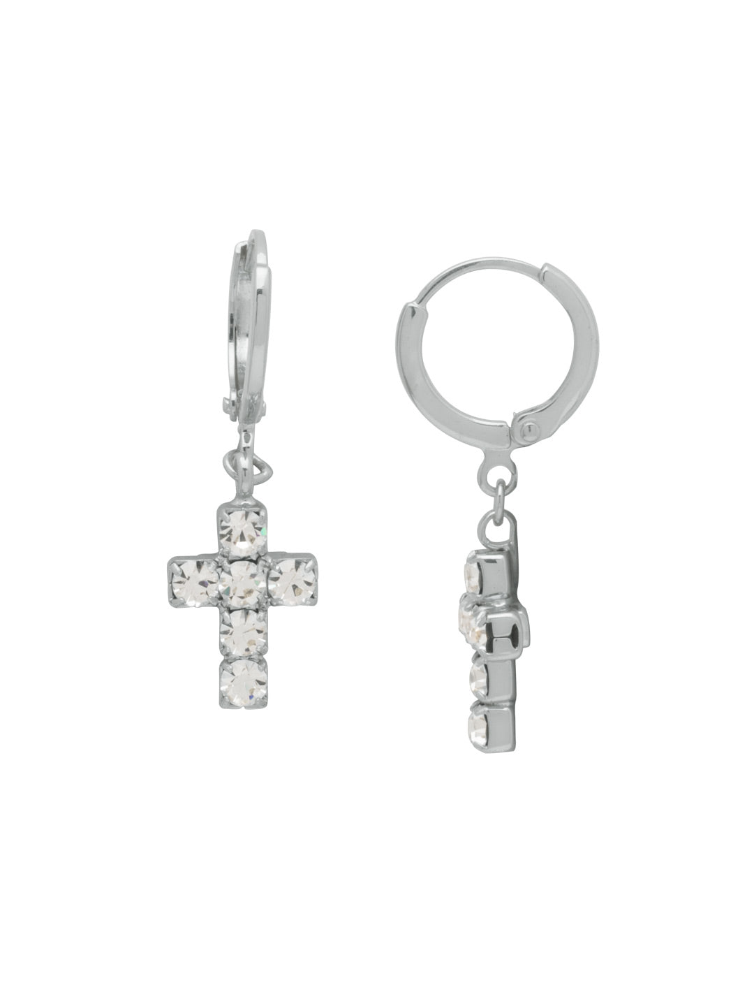 Sorrelli Crystal Carly Cross Huggie Hoop Earrings