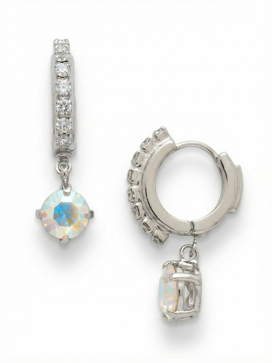 Sorrelli Rainbow Quartz Crystal Stud Embellished Huggie Hoop Earrings