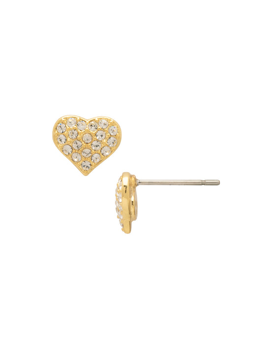 Sorrelli Crystal Mini Pave Heart Stud Earrings