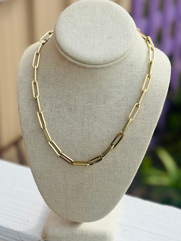 Gold 14kt Gold Paperclip Necklace