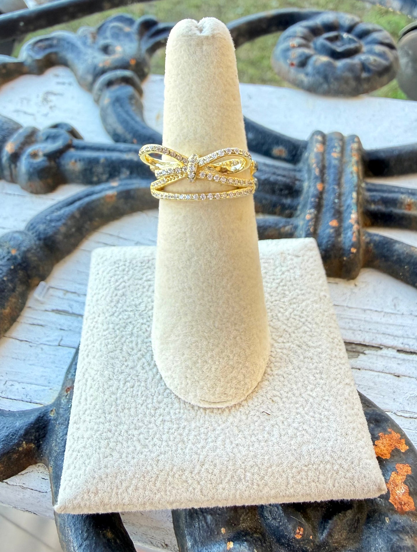 Double Band Gold Bow Ring