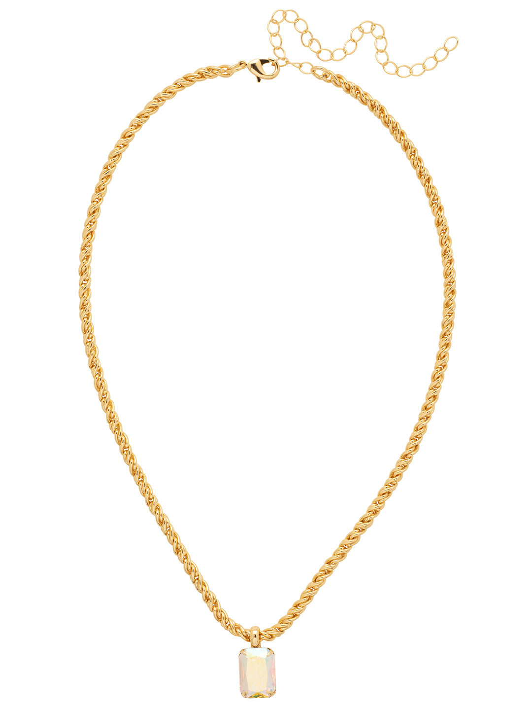 Sorrelli Crystal Aurora Borealis Emerald Rope Chain Pendant Necklace