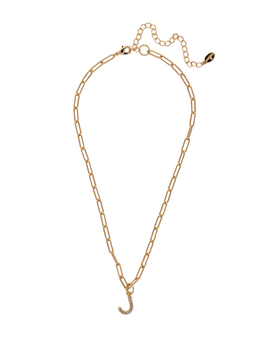 Sorrelli Crystal J Initial Paperclip Pendant Necklace