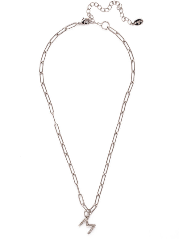 Sorrelli Crystal M Initial Paperclip Pendant Necklace