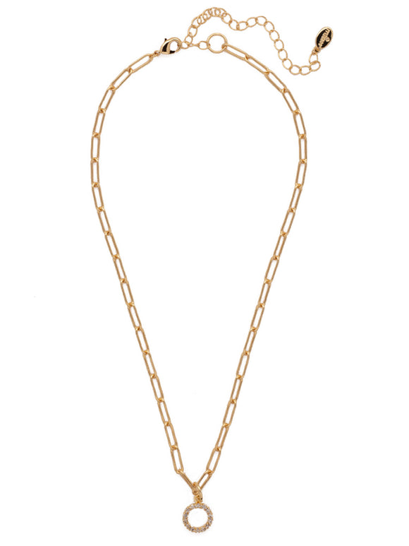 Sorrelli Crystal O Initial Paperclip Pendant Necklace