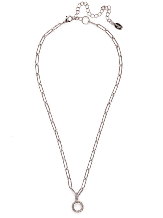 Sorrelli Crystal O Initial Paperclip Pendant Necklace